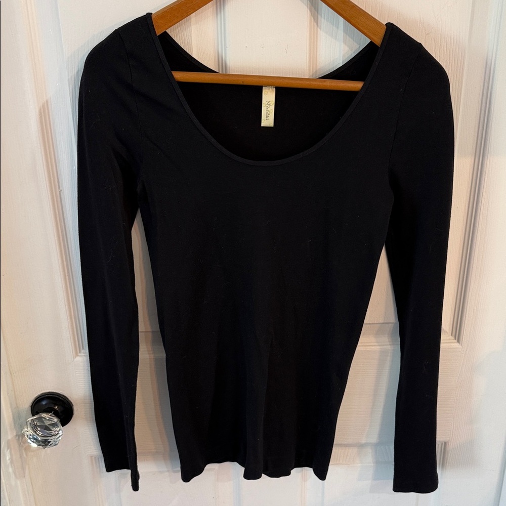 Nikibiki Black Long Sleeve Scoop Neck Top